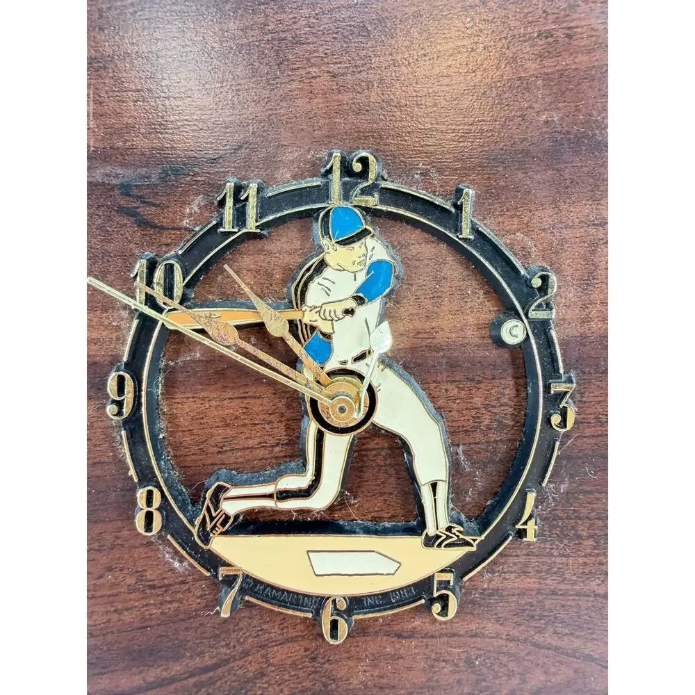 Vintage Nolan Ryan Baseball Card Wall Clock Texas Rangers Quartz Works Wood